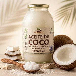 Acecoco - Aceite de Coco Orgánico - Prensado en frío - sin refinar - Renace Jeox - Aceites Esenciales Aromas Colombianas