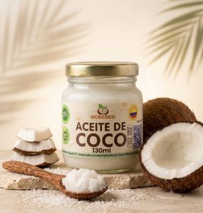 Acecoco - Aceite de Coco Orgánico - Prensado en frío - sin refinar - Renace Jeox - Aceites Esenciales Aromas Colombianas