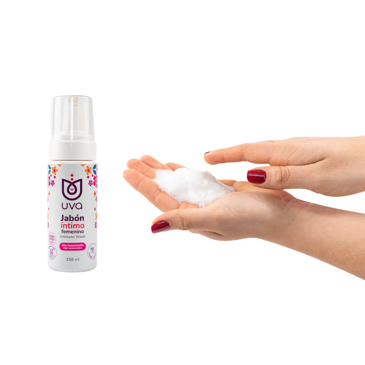 Jabón Íntimo UVA Espuma - Aceites Esenciales Aromas Colombianas - Renace Jeox